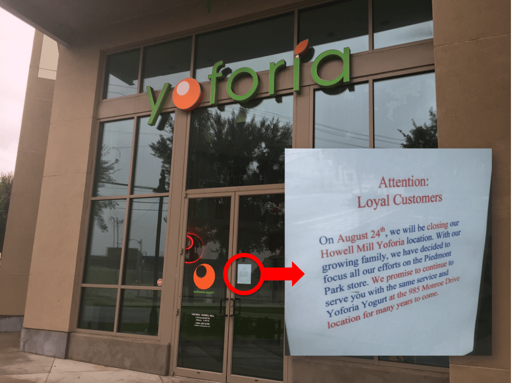 Yoforia West Midtown Atlanta Closed