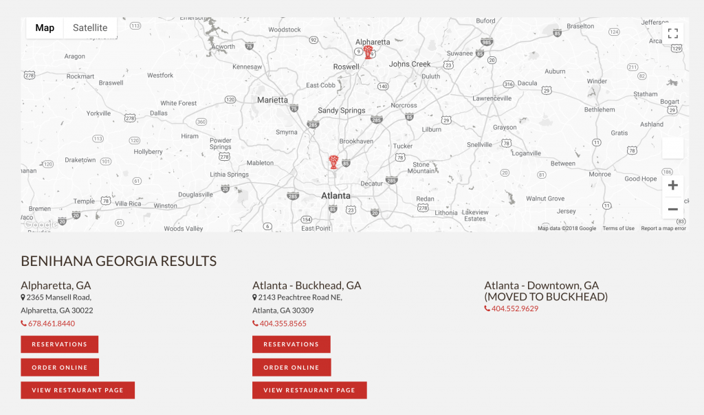 Benihana Downtown Atlanta Closed Web Update