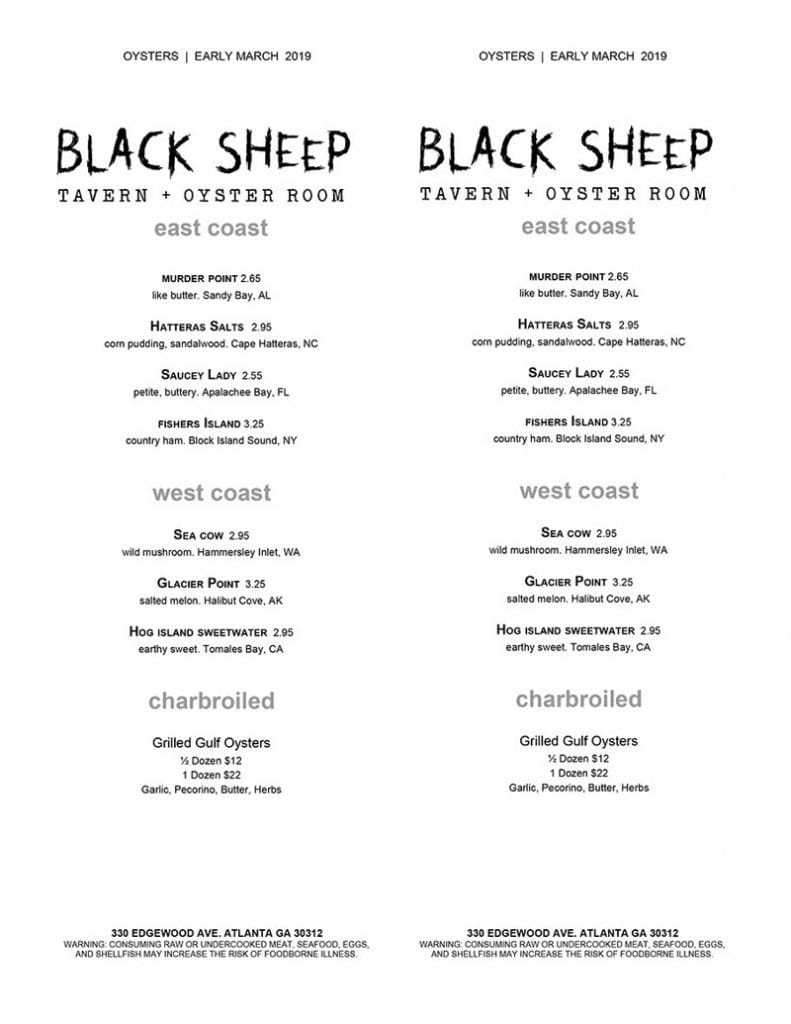 Black Sheep Tavern Menu 2